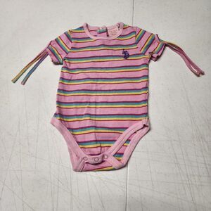 US Polo Assn. Since 1890 0 To 3 Months Pink Striped Bodysuit